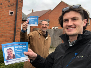Edward campaigning with Tim Sinclair to gain Stratford North
